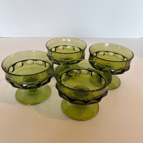 Indiana Glass Kings Crown Thumbprint Design Footed Sherbet Dishes - Picture 3 of 10